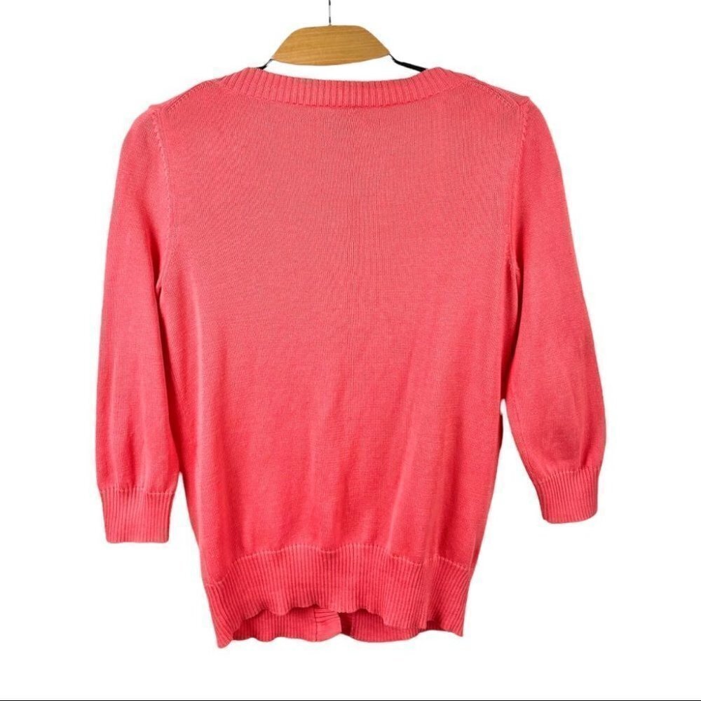 A.P.C. Paris Coral Red Pima Cotton Button Front V Neck Cardigan Size M - Picture 3 of 6